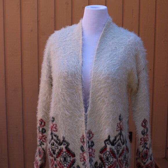 KNOX ROSE Women Fuzzy Open Cardigan Sweater SZ M Fairy Boho Indie - Picture 1 of 10